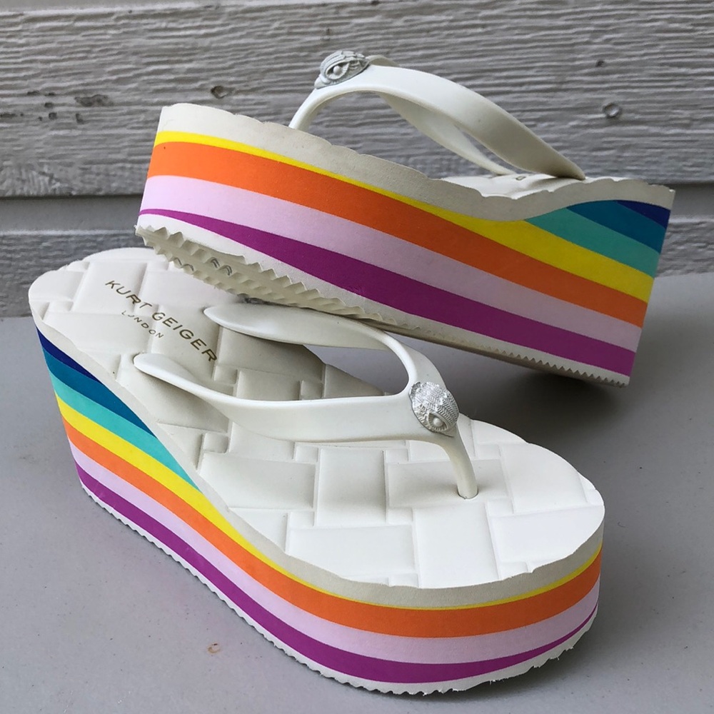 Kurt Geiger platform flip flops with Rainbow platform size 8
